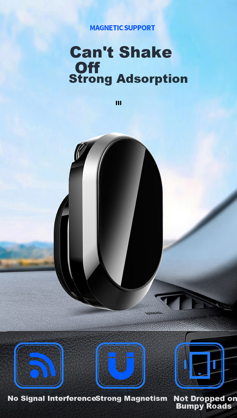 Dijialun Foldable Magnetic Car Phone Holder, Base 360° Rotation, Adjustable Height, Car Accessories Decoration for Tesla, BMW, Mercedes-Benz, Audi, Volkswagen, Toyota, Metal Black 6