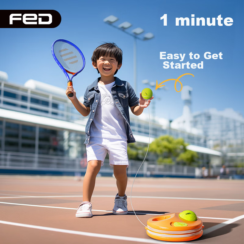 FEIERDUN FED Tennis Rebound Trainer Racket for Beginners with Strings, Suitable for Adults And Children, Parent-Child Package