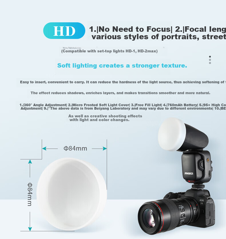 JINBEI Soft Diffuser Color Filter Honeycomb Grid Four-page Light Blocking Sheet for HD-2PLUS/MAX/HD-1/Hi-460/Hi5/H1 Set-top Box Accessories ET-4 Four-hole to Bayonet Mount 1