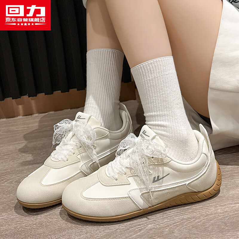 Warrior Women's 2026 Spring A-Gan Flat Casual Shoes Trendy Student Sneakers Off-White Size 38