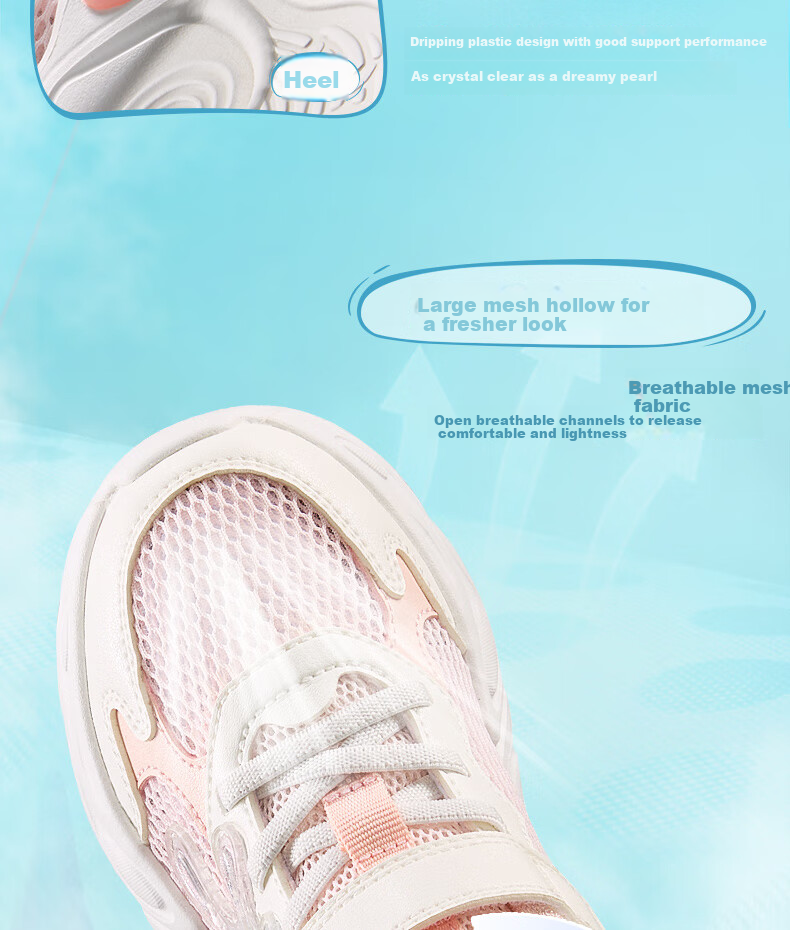 361° Children's Shoes, Kids' Sports Shoes, Summer Girls' Breathable Mesh Soft Elastic Casual Shoes, Purple, Size 27.5 3