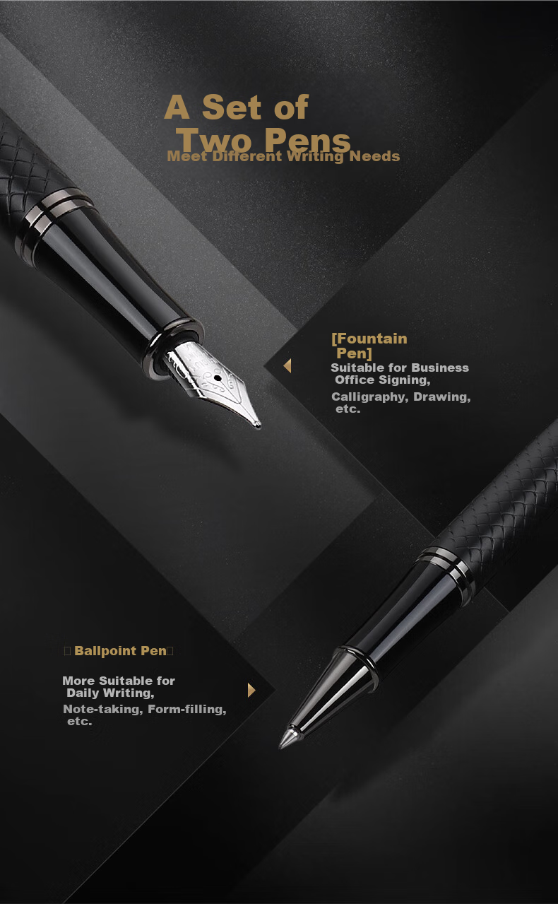 BAOKE T19 Millennium Gift Box Set, Fountain Pen/ballpoint Pen Two-In Signature Pen, Business Office Daily Writing Pen, Forest Black 3