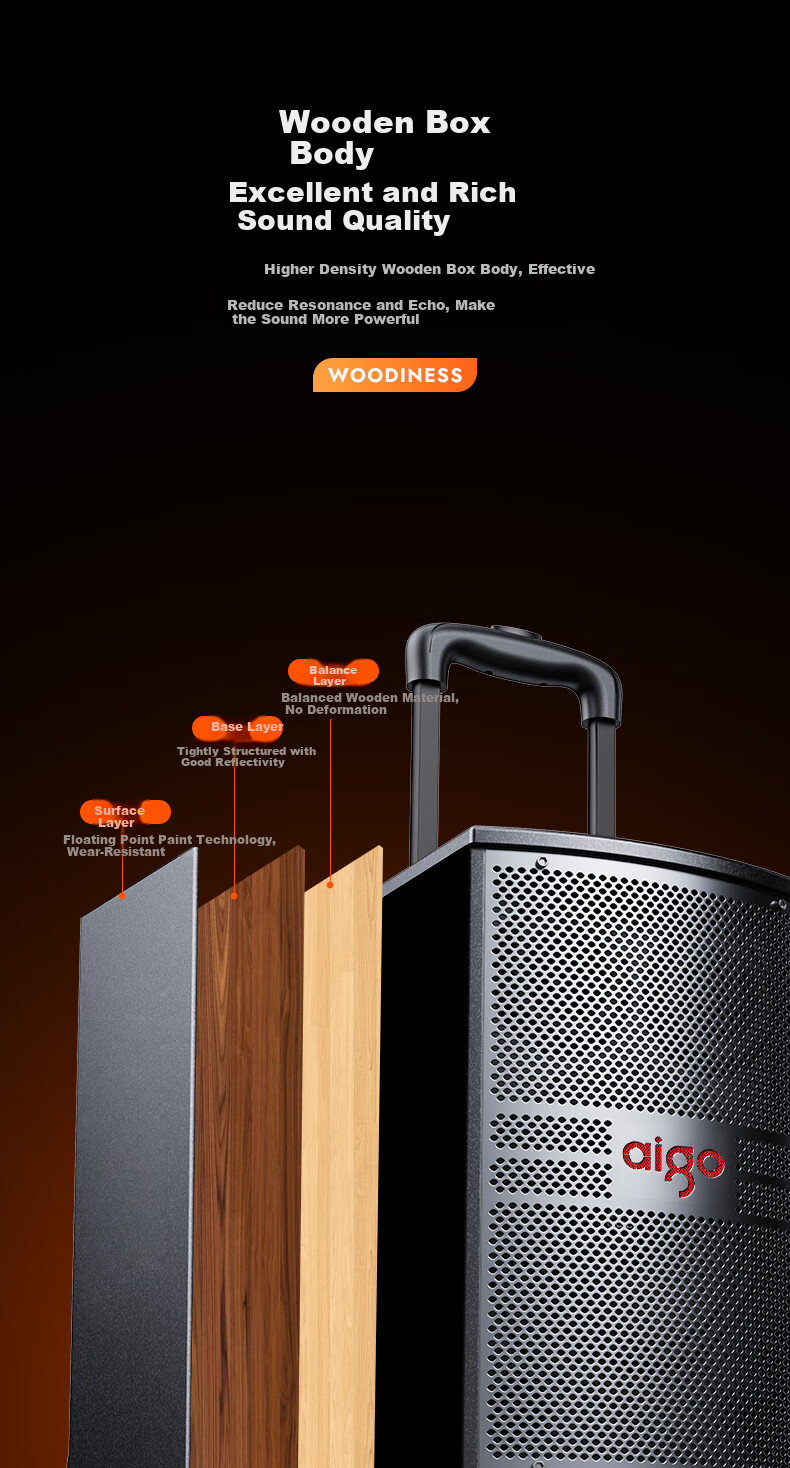 Aiguozhe S308, 8-Inch Square Dance Speaker, Outdoor High-Volume Bluetooth Trolley Speaker, High-Power Portable Mobile Performance Karaoke Subwoofer, Street Vending Loudspeaker, Single Microphone 3
