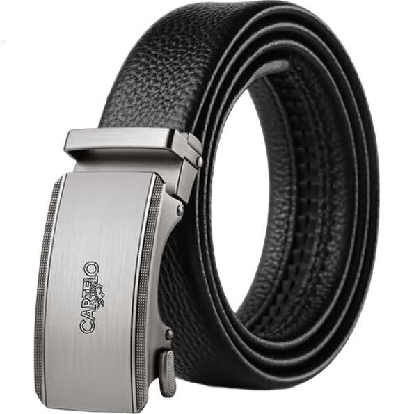 CARTELO Men's Casual Automatic Buckle Belt, Top-Grain Leather, Youth Business Trouser Belt, Gift for Boyfriend Or Father's Day