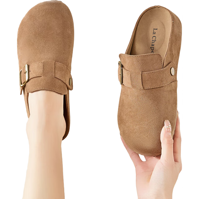La Chapelle Women's Birkenstock Style New Open Toe Slip-On Casual Half-Sandal Shoes SLX216 Brown Size 37