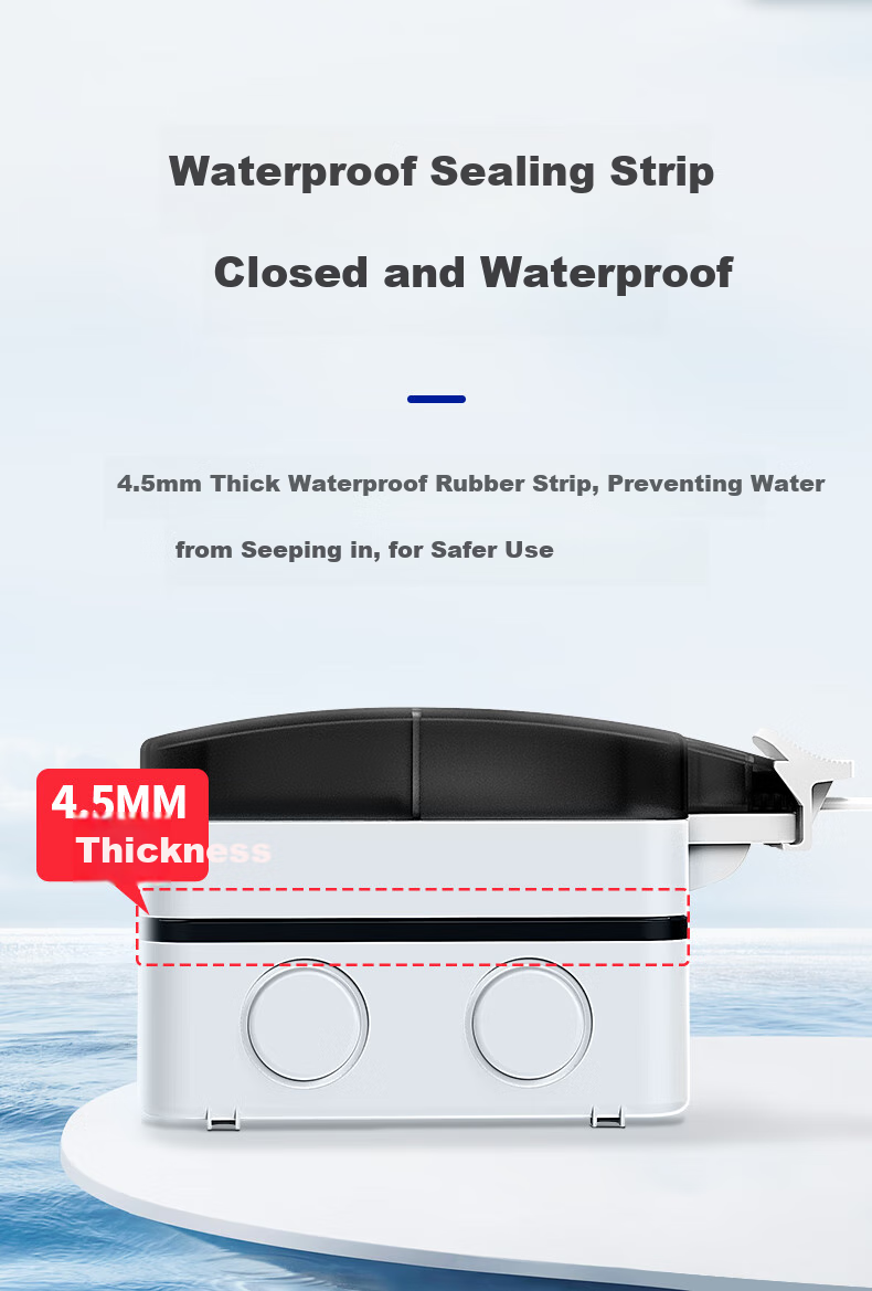 FDD Outdoor Waterproof Switch Socket, Bathroom Power Supply Waterproof Box, Surface And Recessed Installation, Outdoor Storm-Proof Splash-Proof Box, Single Switch Single Control Five-Hole 10A + Waterproof Box [Surface Mounted] 4