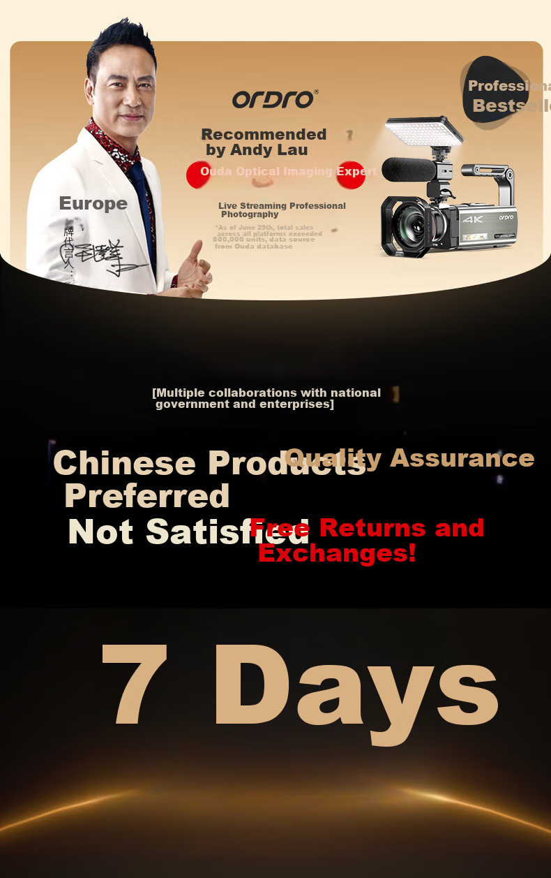 ORDRO AX60 Professional Live Streaming Camera, 4K High-Definition Digital Video Recorder, Professional Handheld Camera with Optical Zoom, Vlog Short Video 2