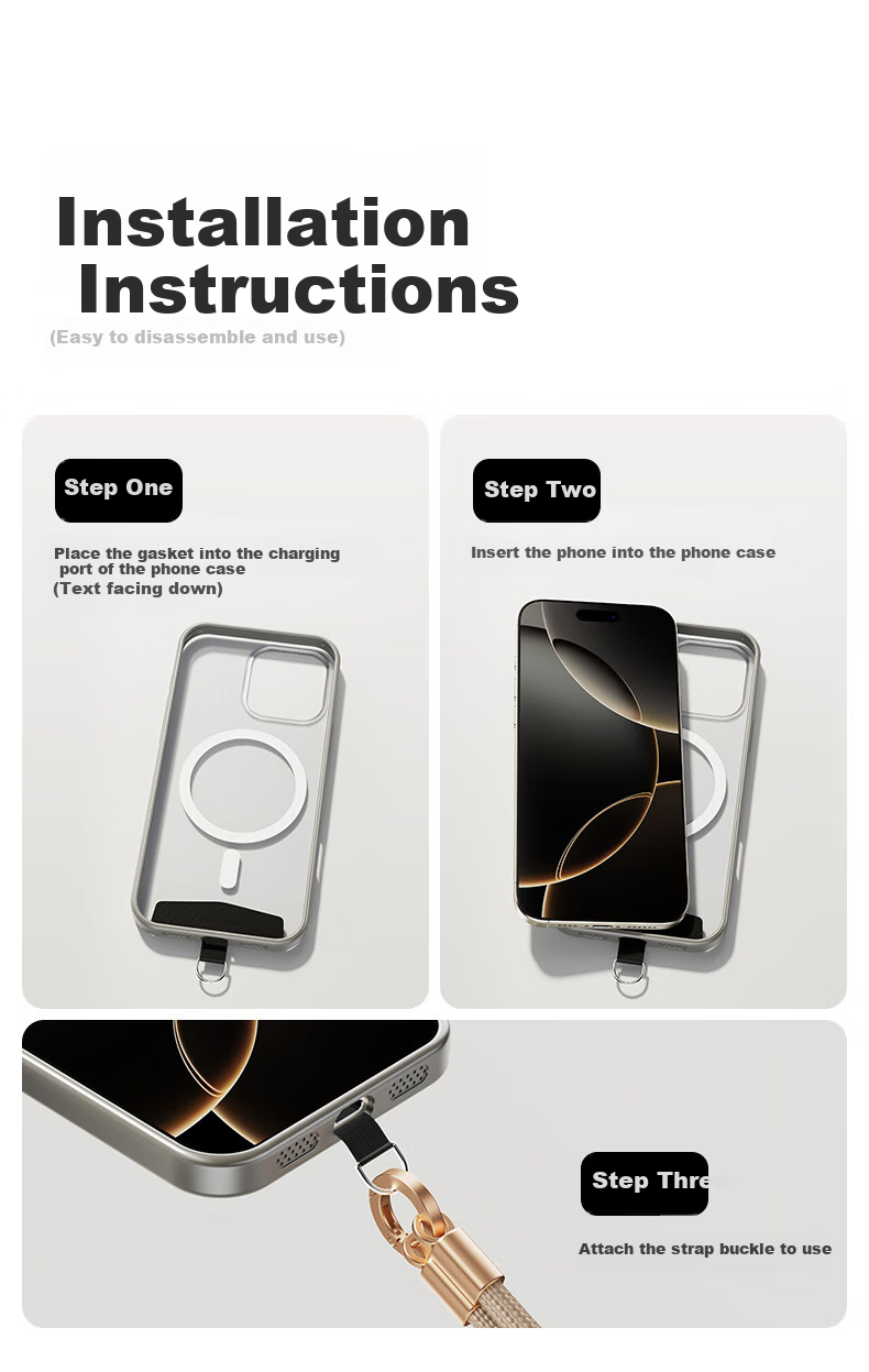 Pisen Phone Lanyard, Wrist Anti-Theft Anti-Loss Anti-Drop Strap with Clip Pad Patch, Adjustable Outdoor Accessory for Men And Women, Suitable for Apple 16 Huawei Mate 70 Xiaomi, Black 8