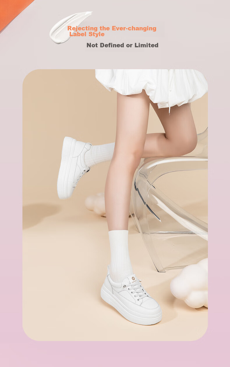Kangnai Women's Casual Shoes, Spring And Summer Thick-Soled Heightening Sneakers, Academic Style, Solid Color, Breathable Comfortable White Shoes, White, Size 35 2