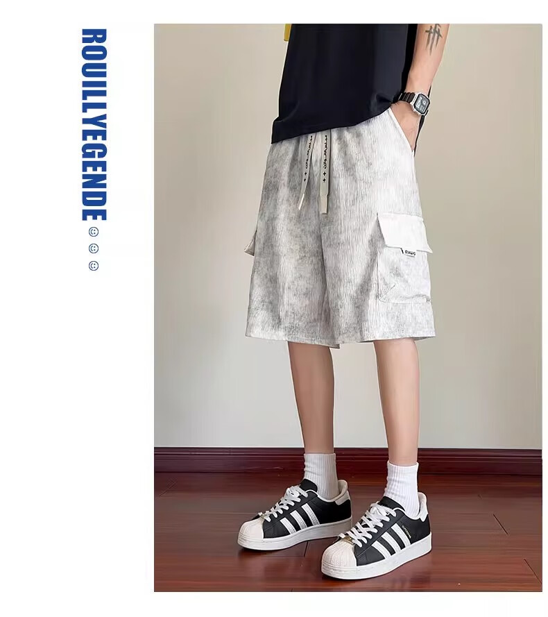 JEEP SPIRIT Men's Summer Workwear Shorts Casual Loose Ice Silk Big Pocket Black XL 8