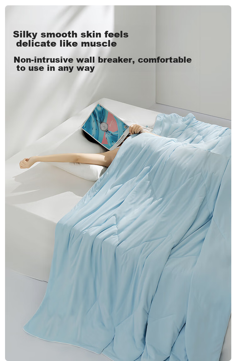 Anmino Anti-Mite Antibacterial Ice Silk Summer Cool Quilt, Class A Summer Air Conditioning Quilt, Machine Washable, Bare Sleeping Single Thin Quilt, Cooling Sensation Value 0.25 8