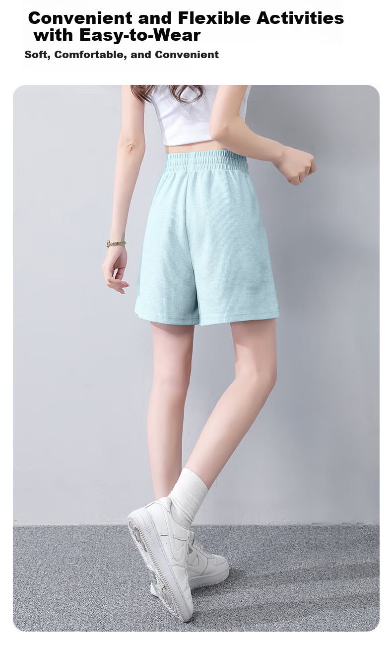 Warrior Waffle-Knit Shorts for Women, Summer 2026 Casual Style Versatile Fashionable Skin-Friendly Breathable Comfortable Commuter-Style Three-Quarter Pants 5