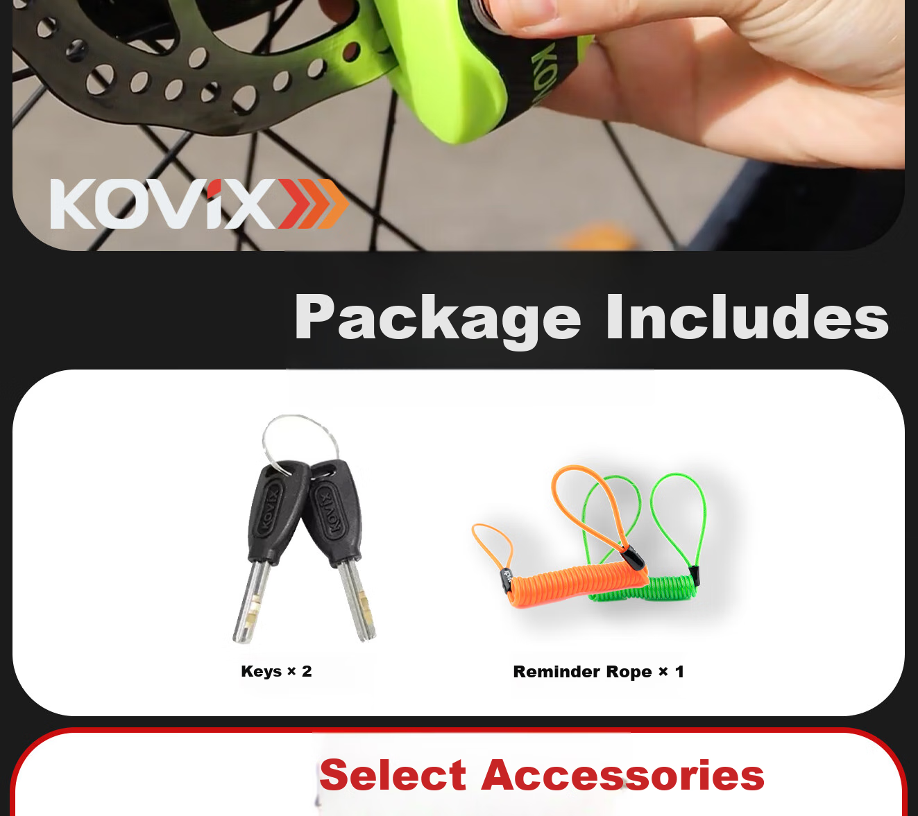 KOVIX KNN1 Disc Brake Lock for Electric Bikes And Scooters, Anti-Theft Lock for Mountain Bikes, Portable Brake Disc Lock for Motorcycles 2