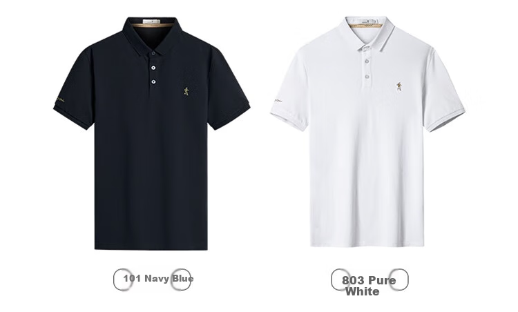 DANCING WOLVES Cotton Short-Sleeve Polo Shirt for Men, Summer Solid Color Comfortable Breathable Business Casual Versatile Short-Sleeve Top for Me 4
