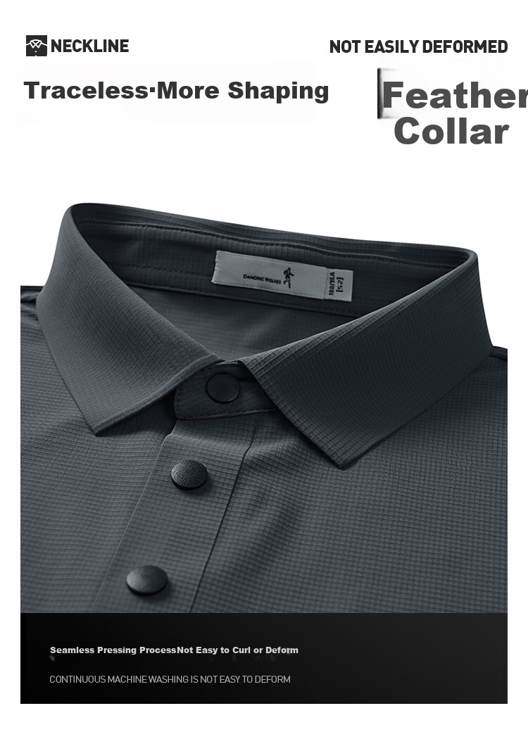 DANCING WOLVES [Elastic Chenille] Lightweight Quick-Dry Summer Casual Men's Short-Sleeve POLO Shirt, 015 Dark Gray, M(170) 5