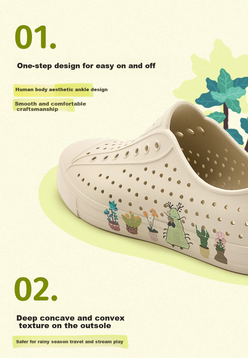 Native Perforated Shoes Guardian Series Outdoor Beach Sandals for Men And Women, Summer Slippers, Non-Slip, Odor-Resistant, Breathable, Versatile 6
