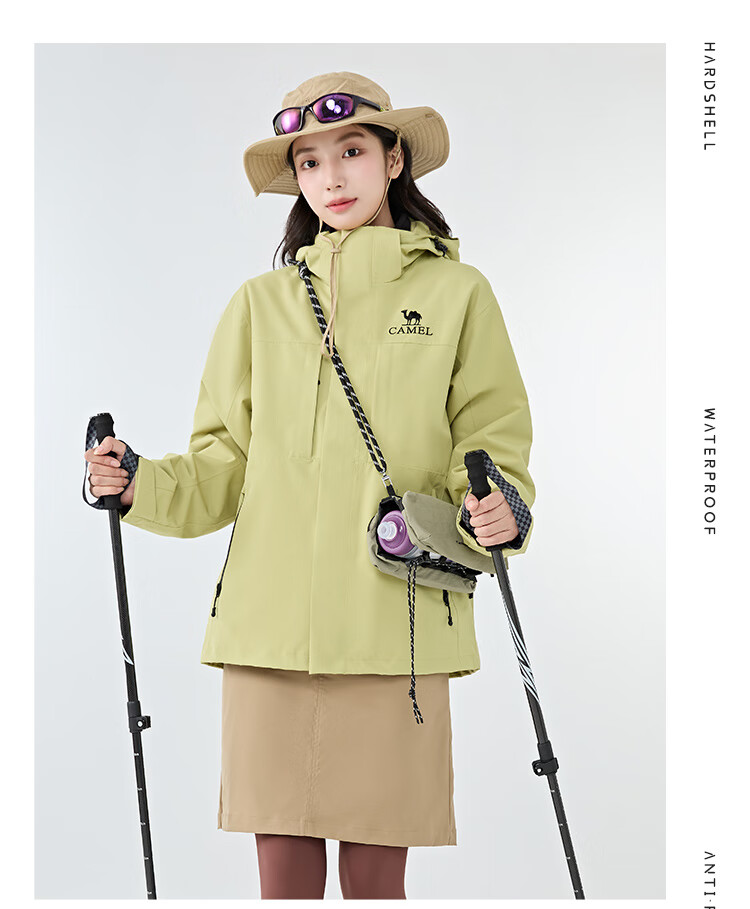 CAMEL Outdoor Jacket Three-In for Men And Women, 2025 Windproof And Rainproof Hiking Mountaineering Coat A35CA45253 XS 19