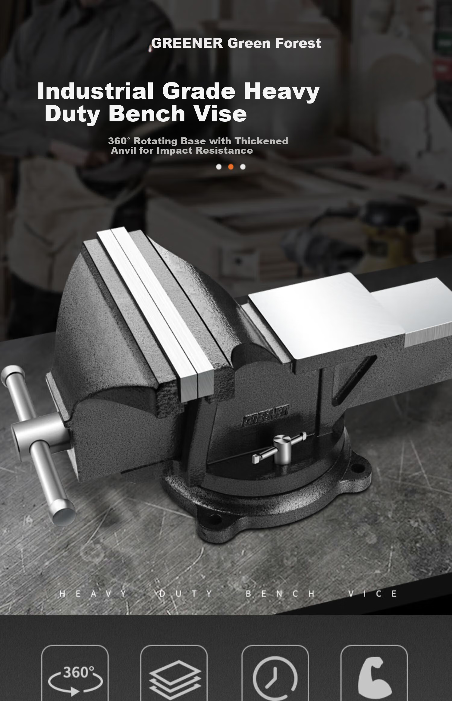 GREENER Heavy-Duty Bench Vise Workbench Multi-Functional Household Small Vise Table Industrial-Grade Flat-Jaw Clamp 1