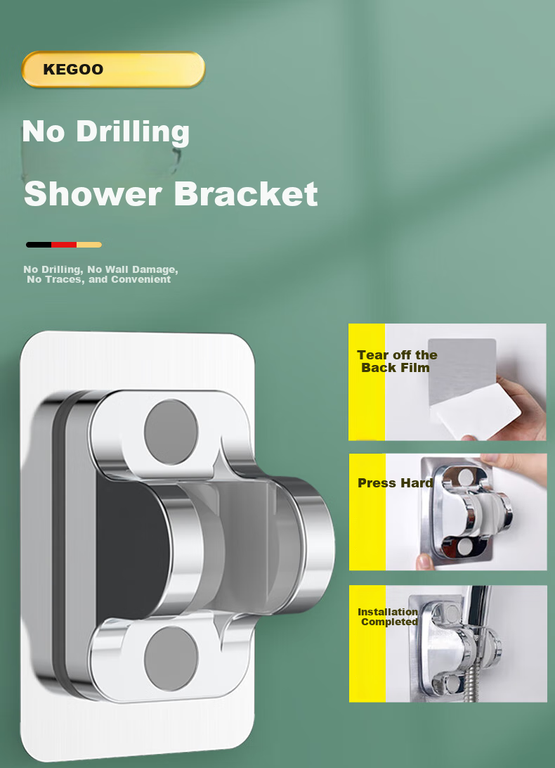 KEGOO High-Pressure Shower Head, Extra Strong Pressurized Handheld Three-Piece Set, Shower Hose, Bathing Handheld Head with Bracket K4048 10
