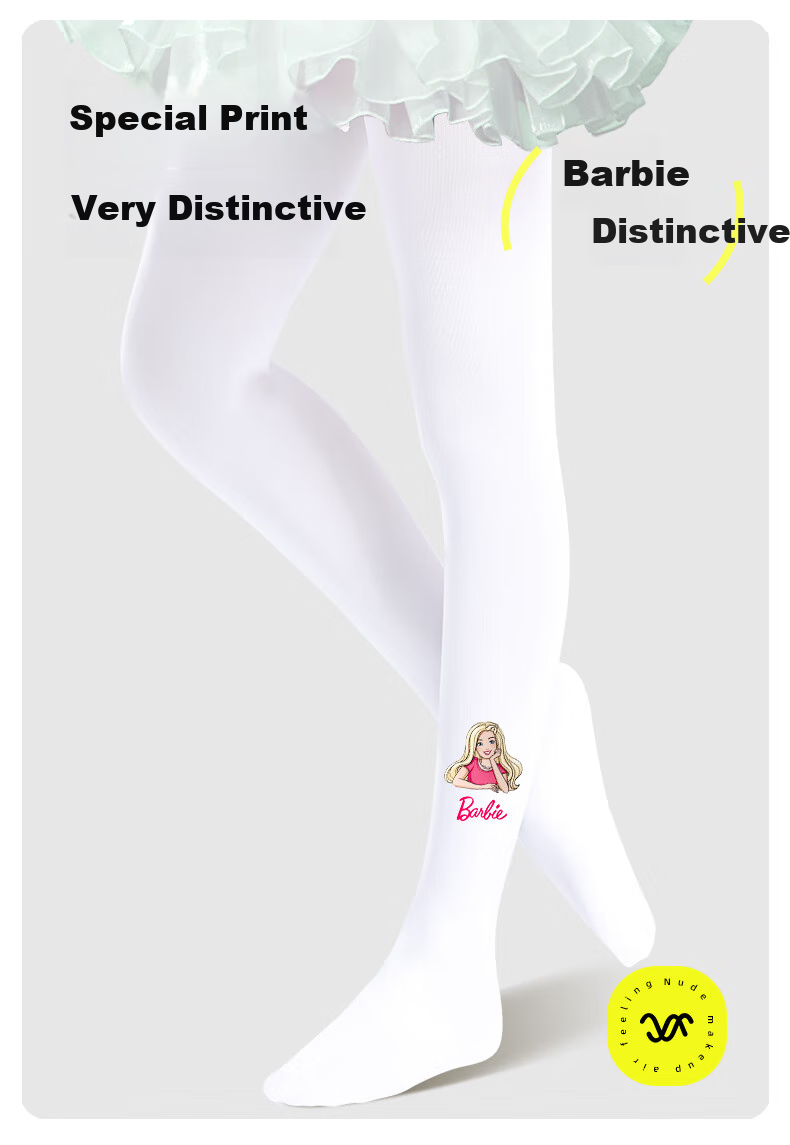 Barbie Girls' Tights, Thin Spring And Autumn Style, Children's Thigh-High Socks, Baby White Stockings, Girls' Leggings, Practice Dance Socks 7