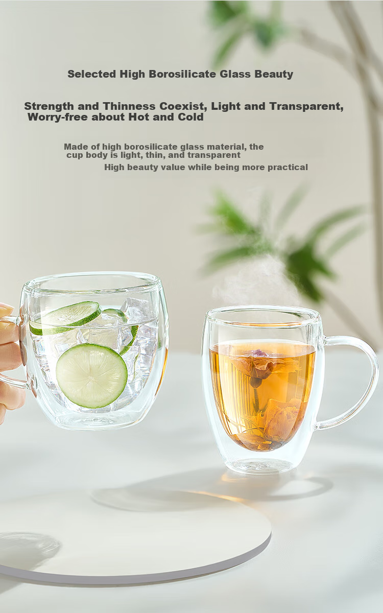 JD Original Glass Cup, Personal Use Tea Cup, Double-Layer Glass Heat-Resistant Coffee Mug, 380ml 3