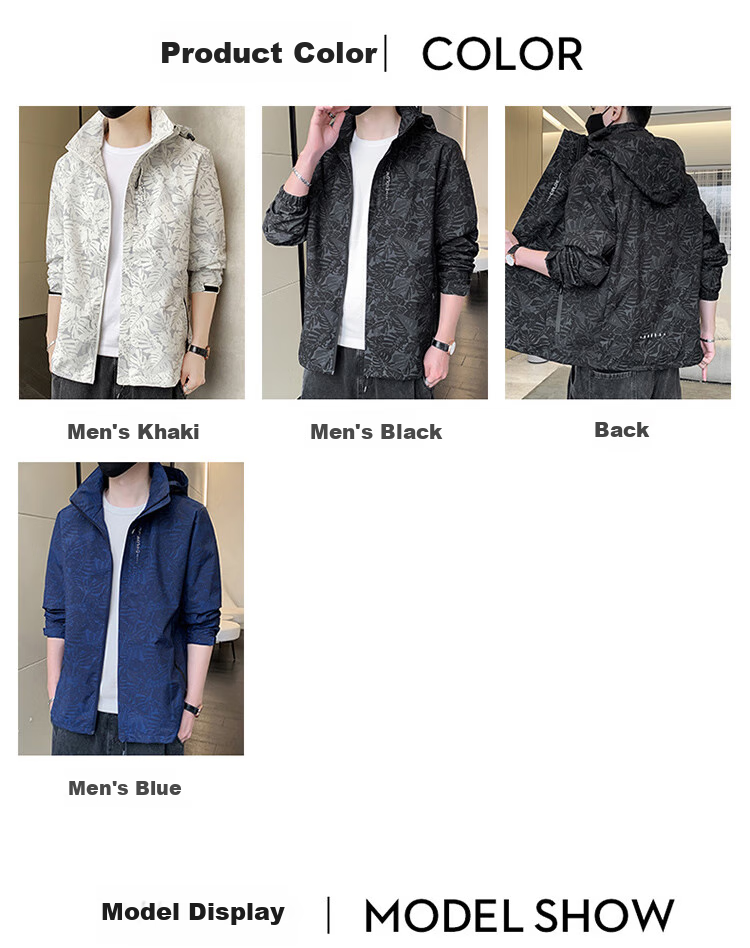 VANCAMEL Jacket for Men, Spring And Autumn Hooded Outdoor Casual Sports Waterproof Couple Style Coat, White, 2XL 4
