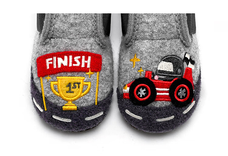 Xiaorong Children's Soft Sole Shoes Racing Car 2-8 Years Boys Indoor Non-Slip Floor Shoes Wool Autumn Winter Warm Cartoon 3