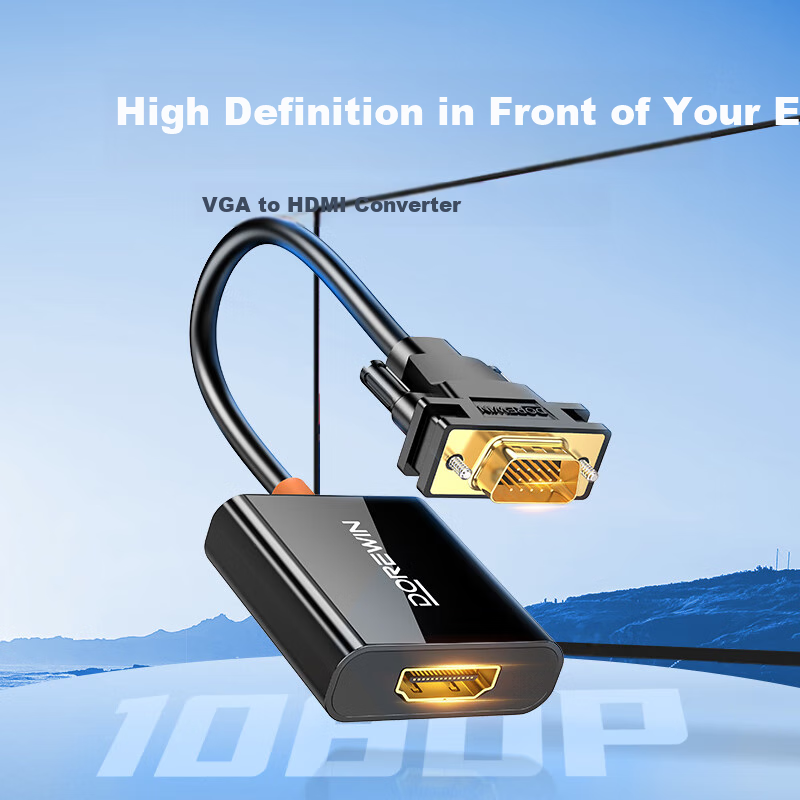 Конвертер DOREWIN VGA в HDMI с аудио и питанием, HD видеоадаптер для ноутбуков, настольных компьютеров, телевизоров, мониторов, проекторов