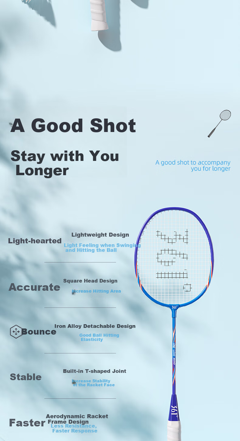 361° Badminton Racket Set, Entry-Level Ultra-Light Durable Training And Competition Rackets for Adults And Students 2