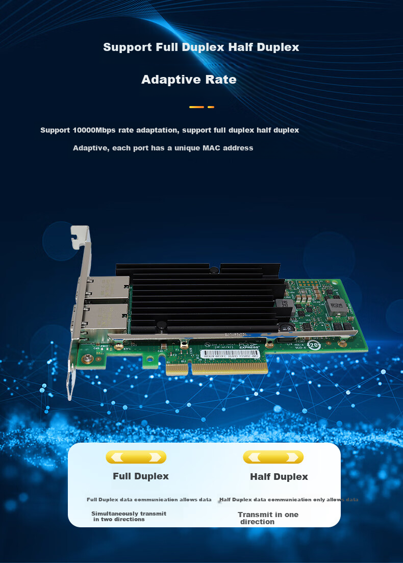 PERCKO Intel X540 Chip PCI-E X8 Dual-Port Server Network Card, X540T2BLK Network Adapter, 10G Electrical Port Link Aggregation, Virtual Compatible with X520Da1 3