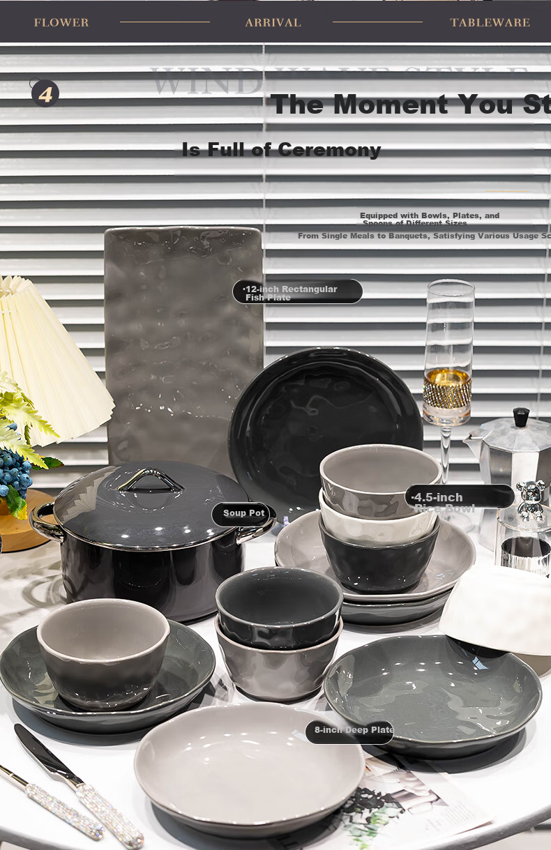 KANGMO New Light Luxury Nordic Style Ceramic Dinnerware Set, Moving Gift Set, Karlos 20-Piece Set 6
