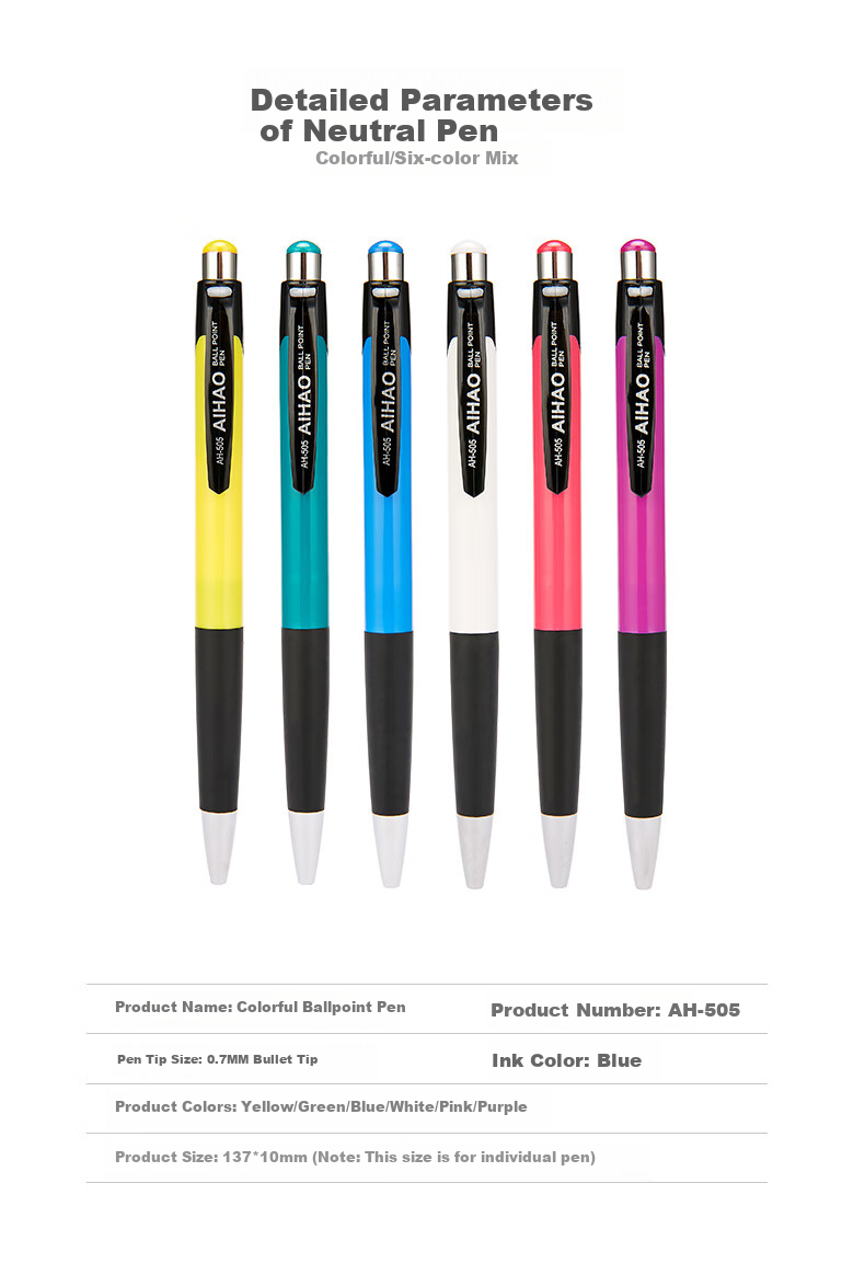 AIHAO [Back to School Essential] Retractable Ballpoint Pen 0.7mm Medium Oil Pen Bullet Tip Original Ball Pen Business Office Pen Student Blue Classic Ballpoint Pen 12 Pcs/box Ah505 6