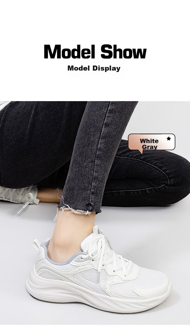Huili Official Women's Shoes, Summer Breathable Mesh Sneakers, White Women's Shoes, Running Shoes for Women, Black, Size 36 11