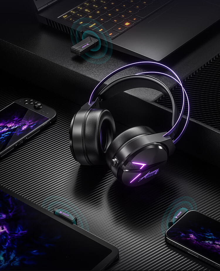 Taidu THS319 Extreme Electric 2.4G Wireless Bluetooth Wired 7.1 Virtual Surround Sound Four-Mode Over-Ear Gaming Headset Black Purple 6