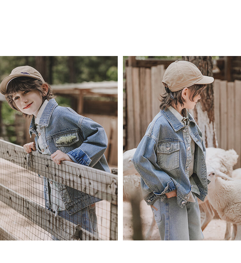 MOMOCO Boys' Denim Jacket, Children's Trendy Cool Outerwear for Fall 2026, Blue, Size 10, Color 105 7