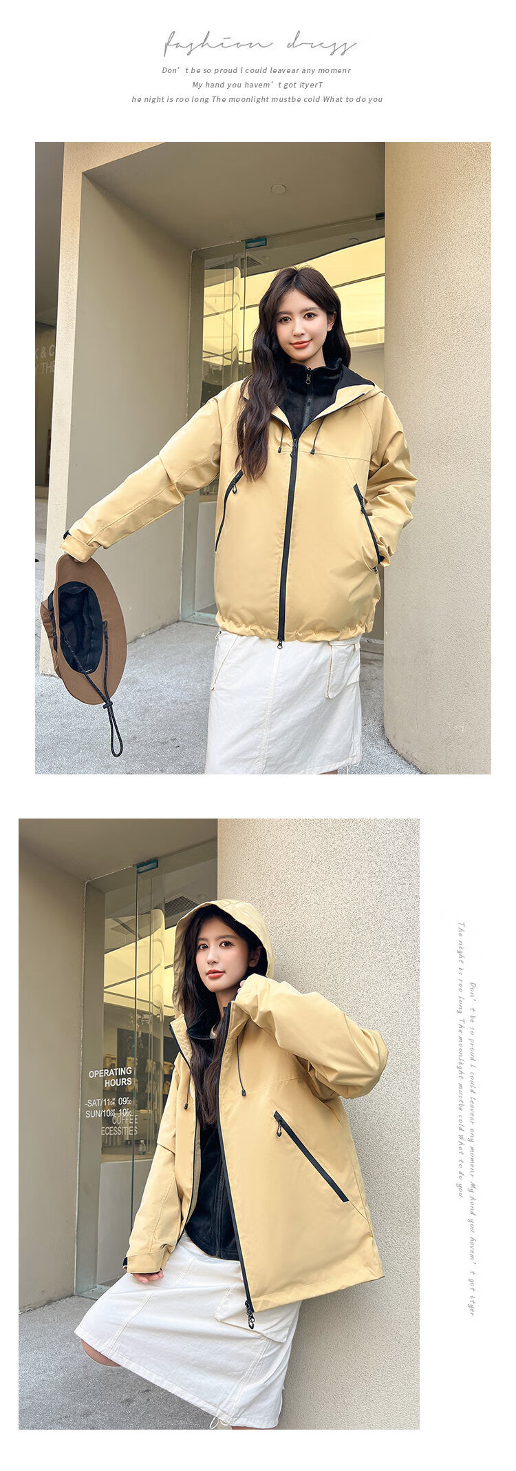 ROMON 3-in-1 Men's Outdoor Jacket Hooded Coat Women's Couple Mountaineering Yellow M 3