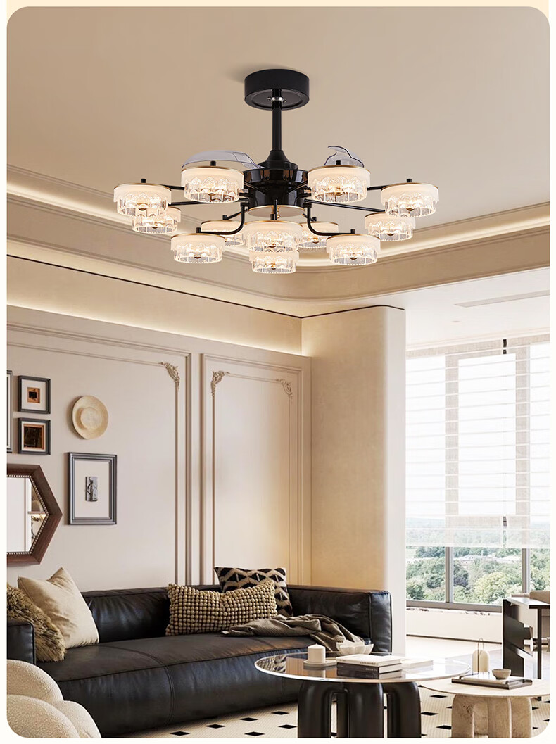 NVC Modern Luxury Invisible Ceiling Fan Light Chandelier New High-End Dining Room with Installation BY-DC-Q01-120 2