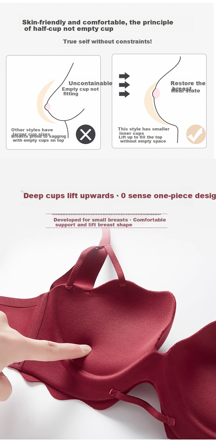 XUEXIMAN [2026 Spring New Arrival] Zodiac Year Women's Bra, Wine Red Sexy Wireless Push-Up Brassiere 7