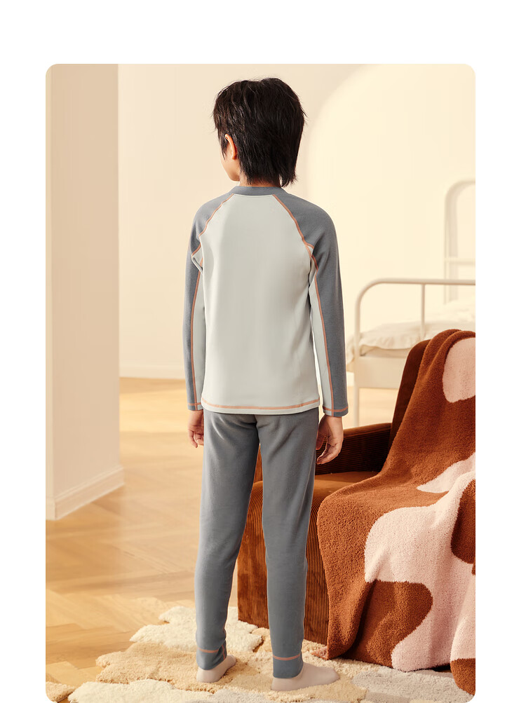 Balabala Thermal Underwear Set Thickened Autumn Winter Comfortable Girls Autumn Clothes and Pants Warm Ginger Heating Pajamas 208424169008 2