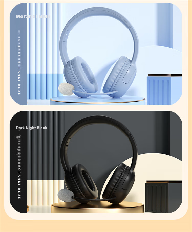 AIBEN M2 Head-Mounted Bluetooth Wireless Earphones with Microphone for Memorization, Follow-Along Learning, Immersive Study, Online Classes, Noise Cancellation, Morandi Blue 4