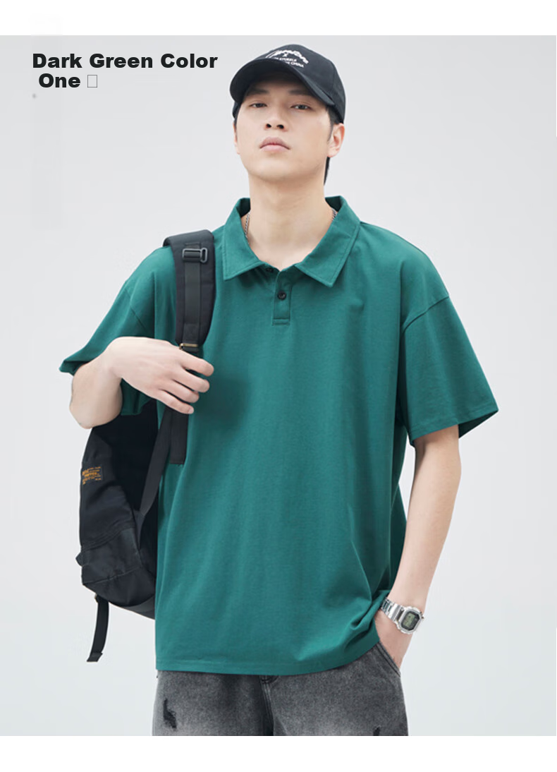 Jeanswest Short-Sleeve Polo Shirt for Men, Summer 2026 Fashion Trendy Casual Versatile Top, Army Green, XL 10