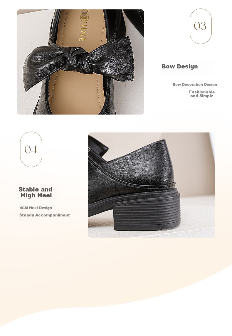 DAPHNE Bow Mary Jane Shoes for Women JK with Skirt Elegant British Style Design Sophisticated Flats Black Size 36 4