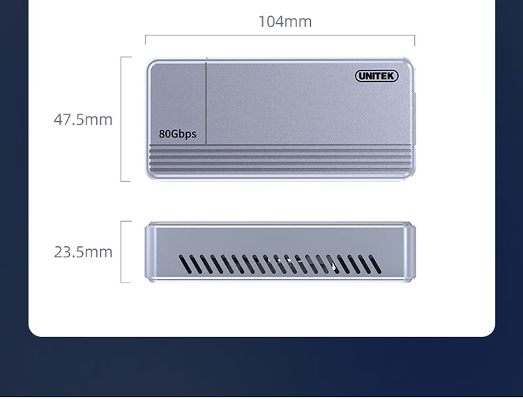 UNITEK 80Gbps Hard Drive Enclosure, Biji 5 SSD Enclosure, Compatible with Thunderbolt 4/3/USB4, M.2 External Hard Drive Reader Box, Suitable for Apple Mac Mini M4 Expansion S1252A 13