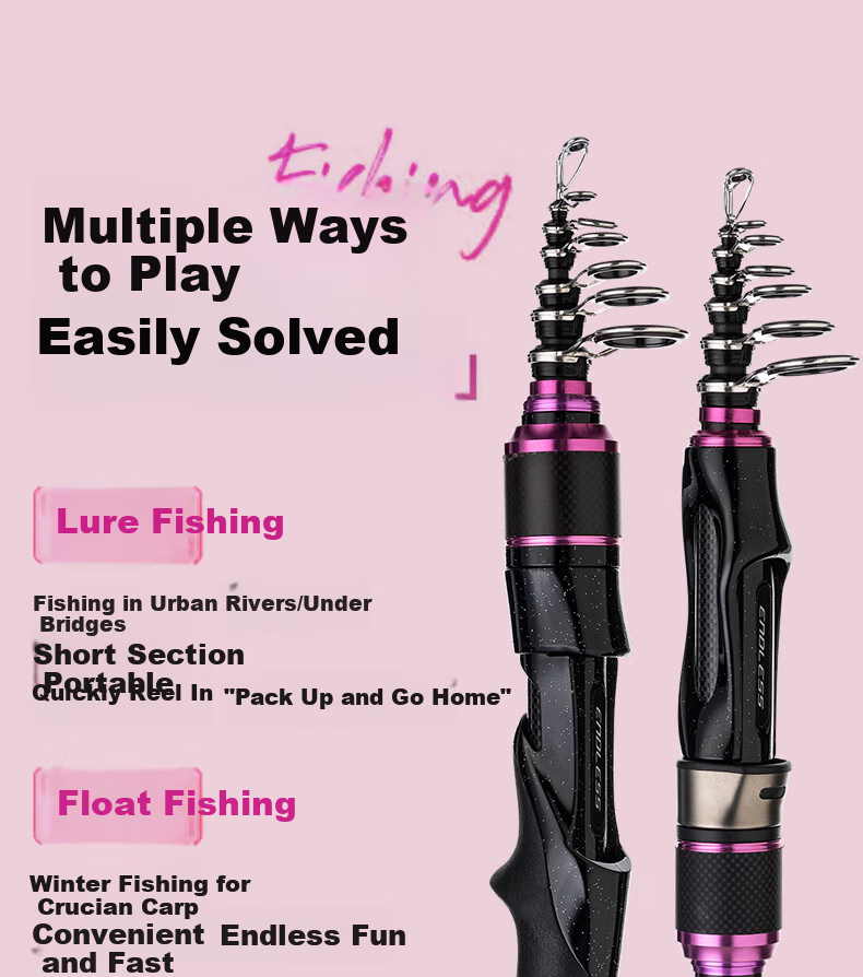 Weilianmeng 1.5-Meter Straight Handle Jihu R Ultra-Short Telescopic Lure Rod, Micro Lure Rod, Sliding Rod, Fishing Pole 4