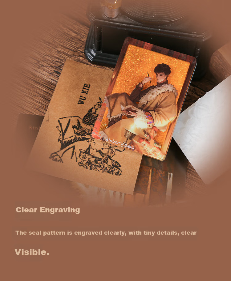 Kinbor Zhang Qiling's Grave Robbers' Chronicles Children's Acrylic Fluorescent Sand Stamp Gift Box, Journal Diary DIY Decoration Stationery Gift, Anime-Style Guzi DT57474 5