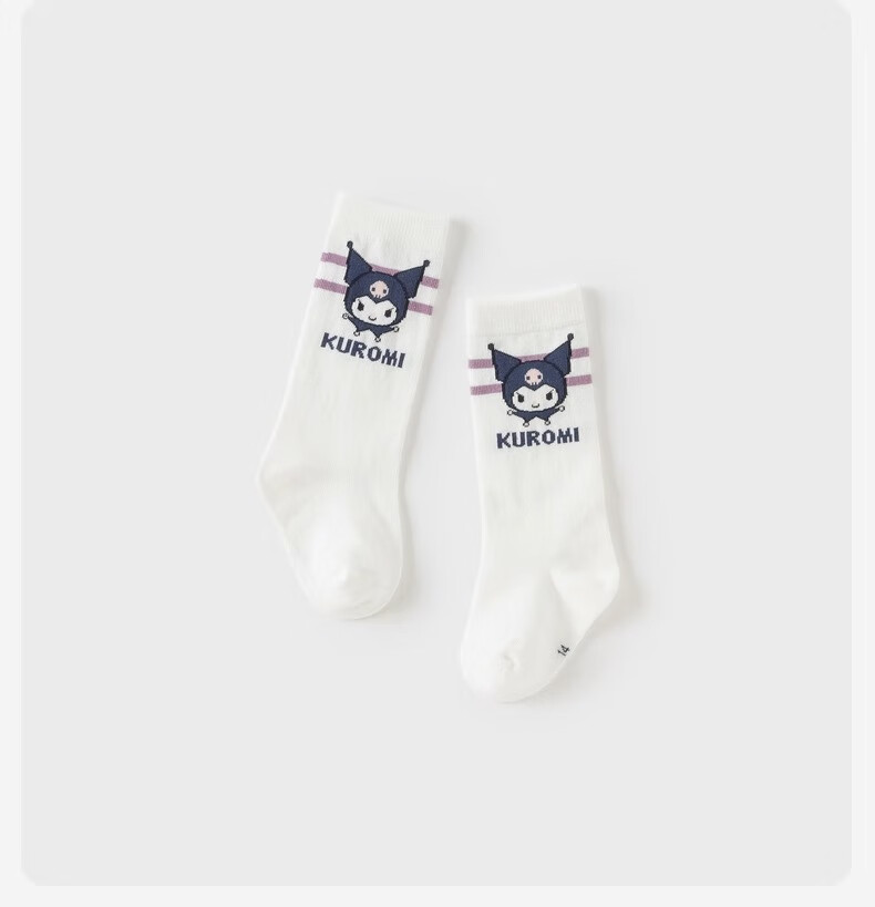 DAVE & BELLA Kuromi Collaboration Children's Mid-Calf Socks, Girls' Autumn School-Style Socks, Stylish 12