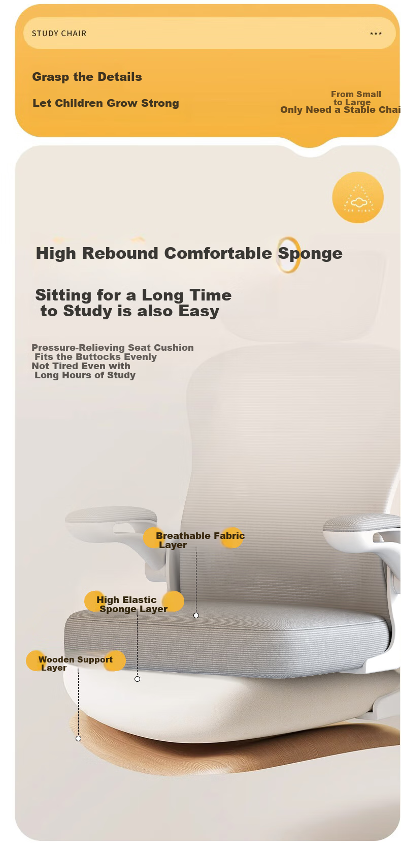 Quanpinwu Computer Chair, Study Chair, Office Chair, Ergonomic Chair, Student Chair, Lumbar Support Chair, Swivel Chair, Gaming Chair, Height Adjustable 14