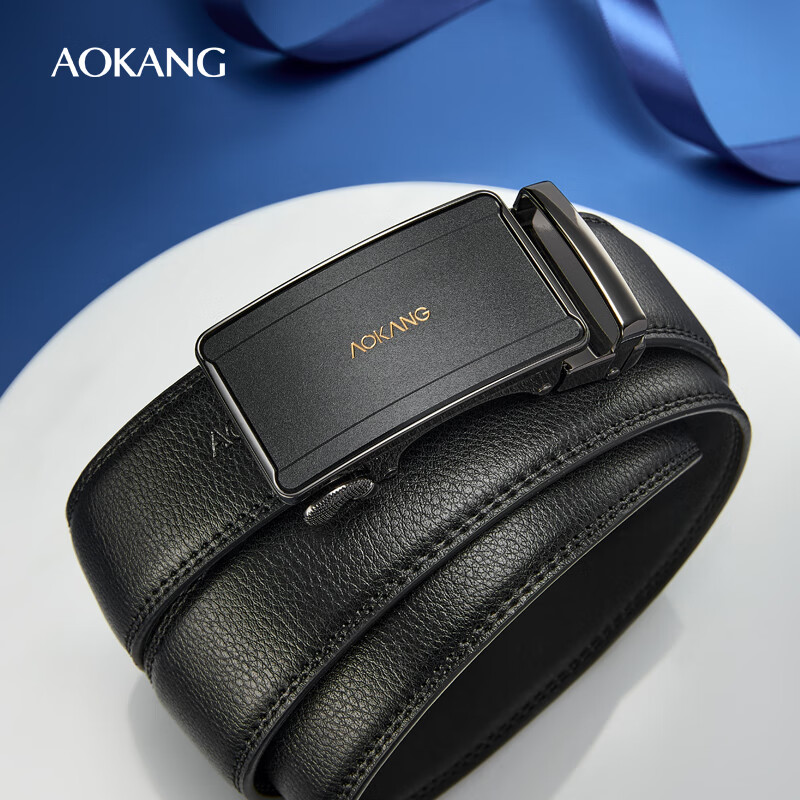 Aokang Men's Business Casual Leather Belt Automatic Buckle Cowhide Waist Belt Birthday Gift for Boyfriend Husband
