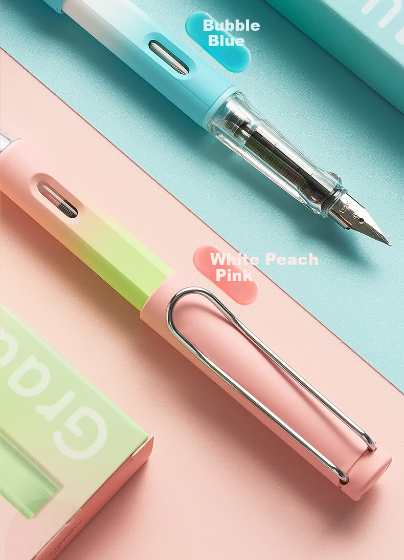 M&G Stationery EF Pointed Student Posture-Correcting Writing Pen Set with Skin-Friendly Replaceable Ink Cartridges (Pen *1 + 3.4mm Diameter Ink Cartridges *4), Gradient Pink Barrel HAFP2430 Preschool to Elementary Transitio 4