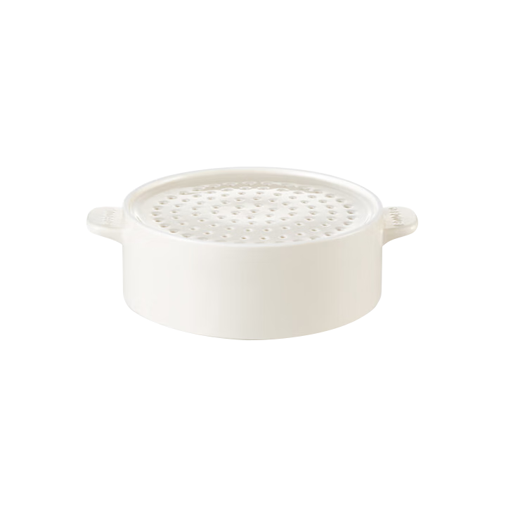 Buydeem Lotus White Chinese-Style Ceramic Plate for Home Use, Paired with Steaming Pot, 3 Series Ceramic Steaming Rack, 20cm, Paired with G37